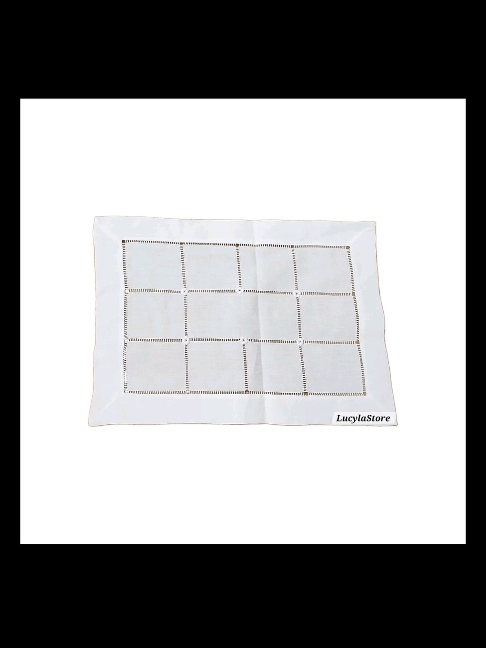 Vintage Linen Dinner Placemat Crochet 16x11 Rectangle Grid Pattern new old stock